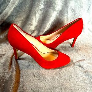 New without box INC red suede dress heels size 7M